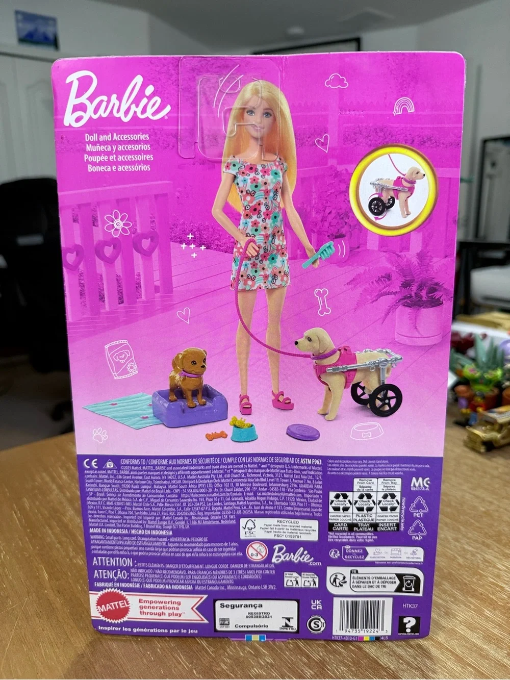 Barbie Blonde Doll with Dog Wheelchair and Pup accessories
